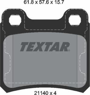 Textar 2114001 - Тормозные колодки, дисковые, комплект abcparts.ee