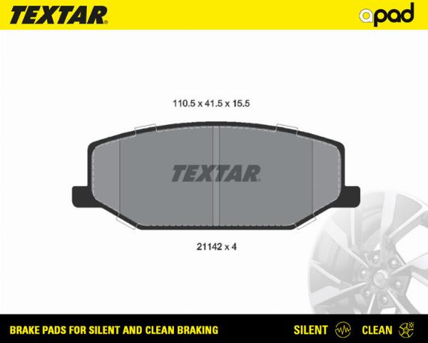 Textar 2114202SC - Тормозные колодки, дисковые, комплект abcparts.ee