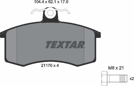 Textar 2117002 - Тормозные колодки, дисковые, комплект abcparts.ee