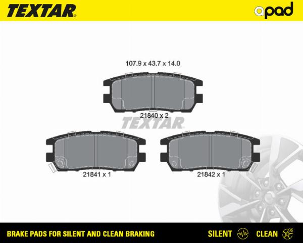 Textar 2184002SC - Тормозные колодки, дисковые, комплект abcparts.ee