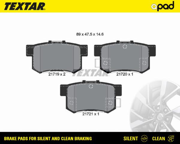 Textar 2171901SC - Тормозные колодки, дисковые, комплект abcparts.ee