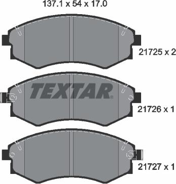 Textar 2172501 - Тормозные колодки, дисковые, комплект abcparts.ee