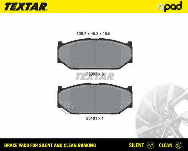 Textar 2396302SC - Тормозные колодки, дисковые, комплект abcparts.ee