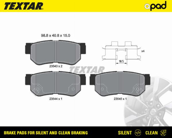Textar 2354301SC - Тормозные колодки, дисковые, комплект abcparts.ee