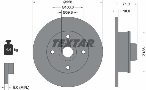 Textar 92041800 - Тормозной диск abcparts.ee