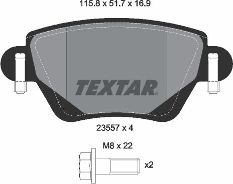 Textar 2355702 - Тормозные колодки, дисковые, комплект abcparts.ee