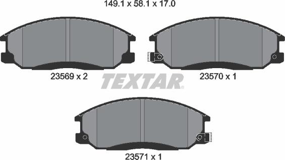 Textar 2356901 - Тормозные колодки, дисковые, комплект abcparts.ee