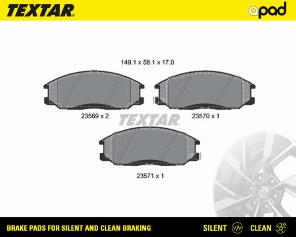 Textar 2356901SC - Тормозные колодки, дисковые, комплект abcparts.ee