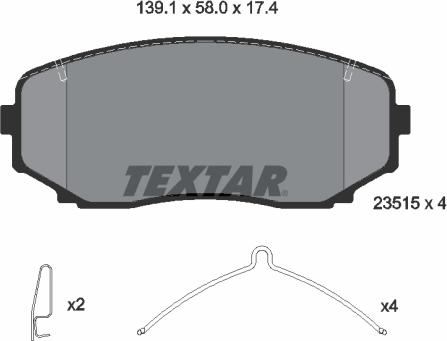 Textar 2351503 - Тормозные колодки, дисковые, комплект abcparts.ee