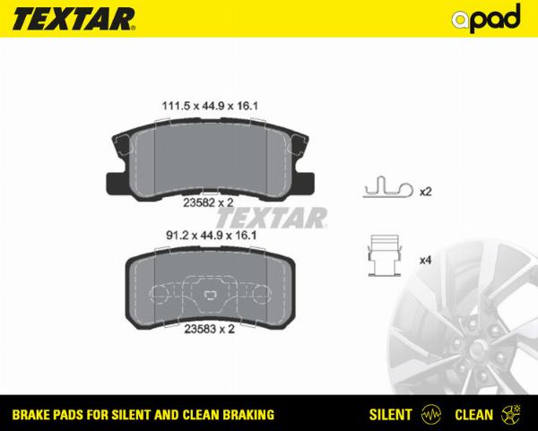 Textar 2358202SC - Тормозные колодки, дисковые, комплект abcparts.ee
