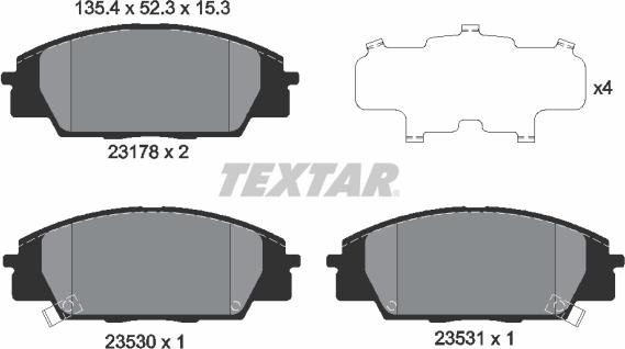 Textar 2317801 - Тормозные колодки, дисковые, комплект abcparts.ee