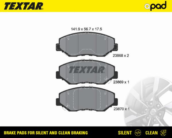 Textar 2386801SC - Тормозные колодки, дисковые, комплект abcparts.ee