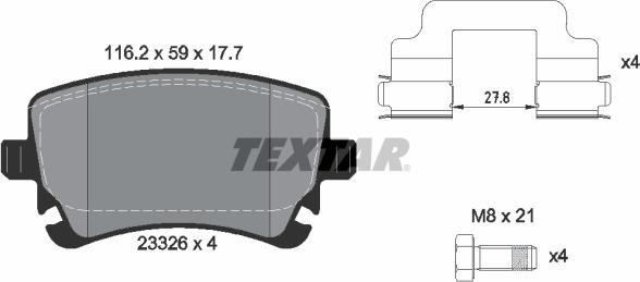 Textar 2332681 - Тормозные колодки, дисковые, комплект abcparts.ee