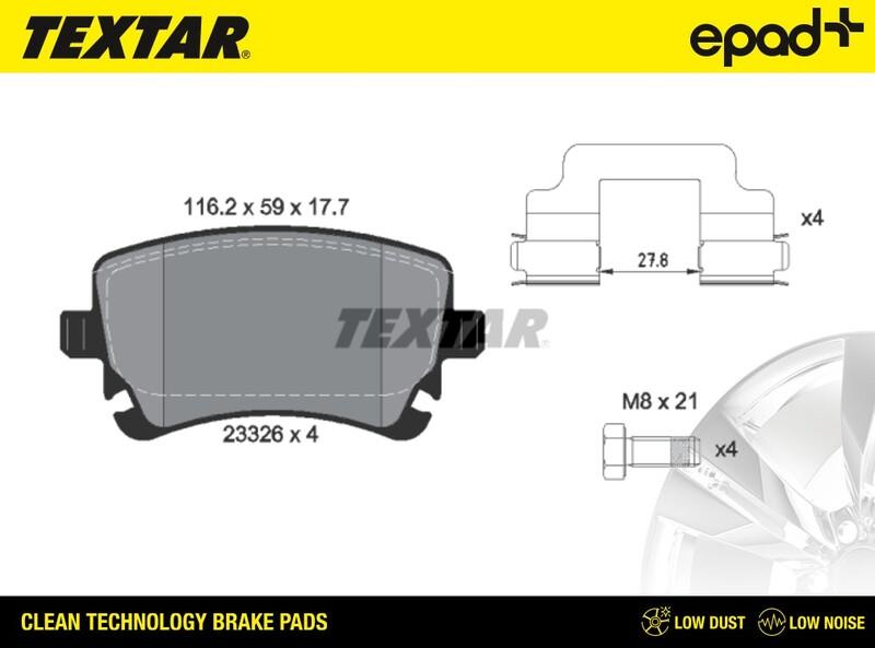 Textar 2332601CP - Тормозные колодки, дисковые, комплект abcparts.ee