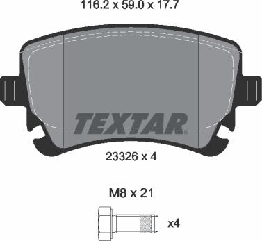 Textar 2332608 - Тормозные колодки, дисковые, комплект abcparts.ee