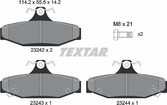 Textar 2324201 - Тормозные колодки, дисковые, комплект abcparts.ee