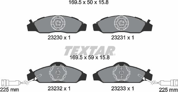 Textar 2323001 - Тормозные колодки, дисковые, комплект abcparts.ee