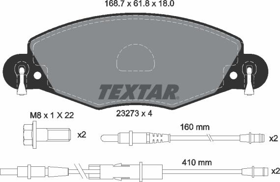 Textar 2327301 - Тормозные колодки, дисковые, комплект abcparts.ee