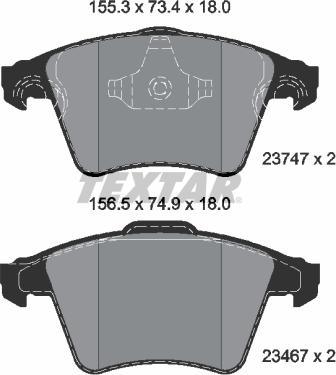 Textar 2374702 - Тормозные колодки, дисковые, комплект abcparts.ee