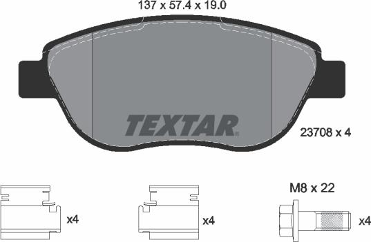 Textar 2370803 - Тормозные колодки, дисковые, комплект abcparts.ee
