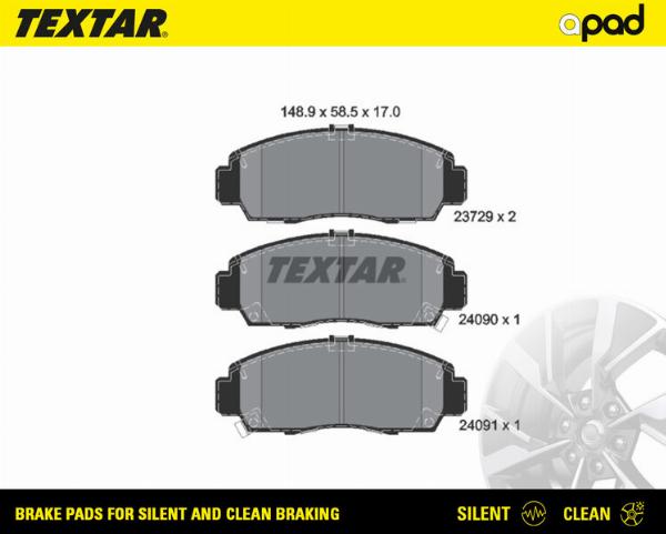 Textar 2372901SC - Тормозные колодки, дисковые, комплект abcparts.ee