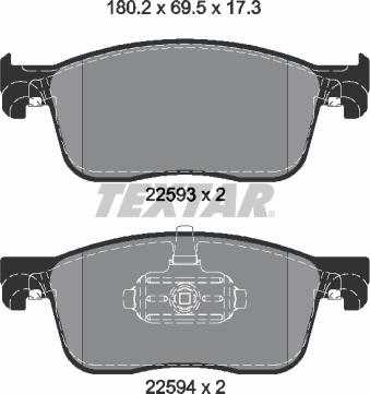 Textar 2259301 - Тормозные колодки, дисковые, комплект abcparts.ee