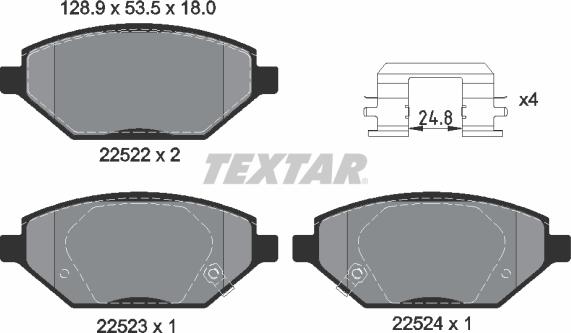 Textar 2252201 - Тормозные колодки, дисковые, комплект abcparts.ee
