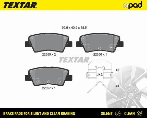 Textar 2265501SC - Тормозные колодки, дисковые, комплект abcparts.ee