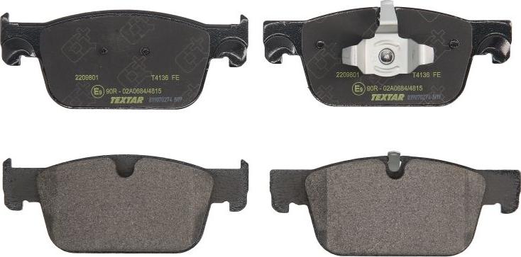 Textar 2209801 - Тормозные колодки, дисковые, комплект abcparts.ee