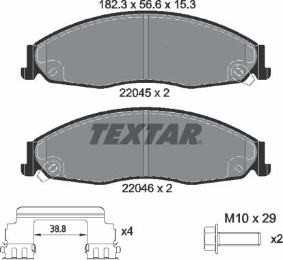 Textar 2204501 - Тормозные колодки, дисковые, комплект abcparts.ee
