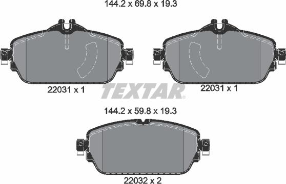 Textar 2203101 - Тормозные колодки, дисковые, комплект abcparts.ee