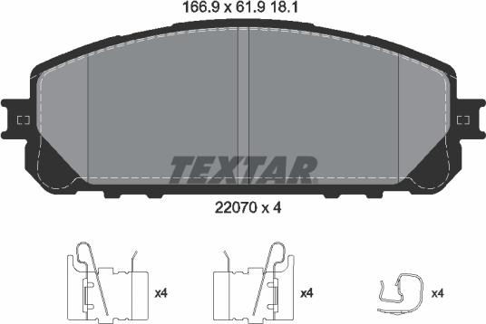 Textar 2207001 - Тормозные колодки, дисковые, комплект abcparts.ee