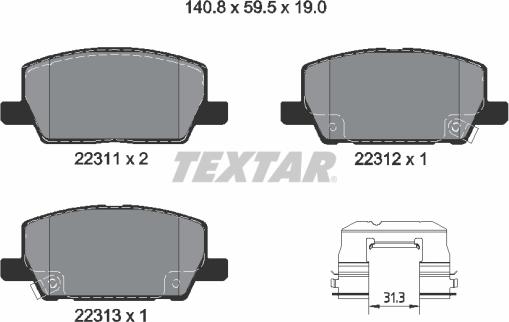 Textar 2231102 - Тормозные колодки, дисковые, комплект abcparts.ee