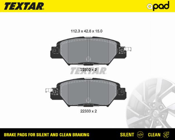 Textar 2233201SC - Тормозные колодки, дисковые, комплект abcparts.ee