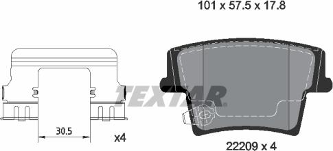 Textar 2220901 - Тормозные колодки, дисковые, комплект abcparts.ee