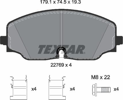 Textar 2276901 - Тормозные колодки, дисковые, комплект abcparts.ee