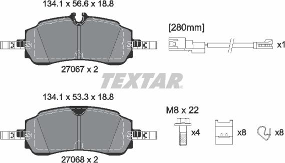 Textar 2706701 - Тормозные колодки, дисковые, комплект abcparts.ee