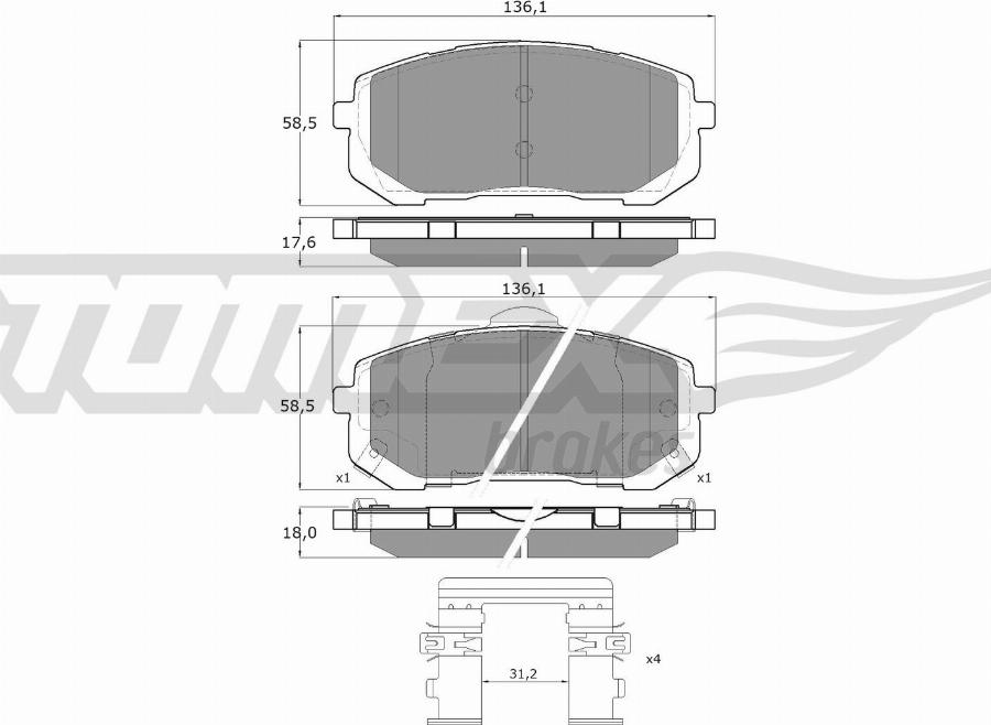 TOMEX brakes TX 60-37 - Тормозные колодки, дисковые, комплект abcparts.ee