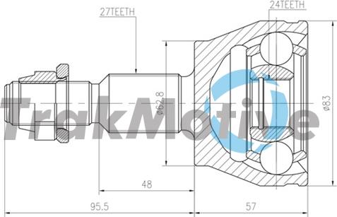TrakMotive 40-0802 - Комплект ШРУСа, приводной вал, шарнир abcparts.ee