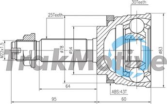 TrakMotive 40-0833 - Комплект ШРУСа, приводной вал, шарнир abcparts.ee