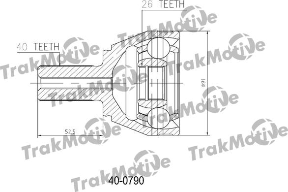 TrakMotive 40-0790 - Комплект ШРУСа, приводной вал, шарнир abcparts.ee