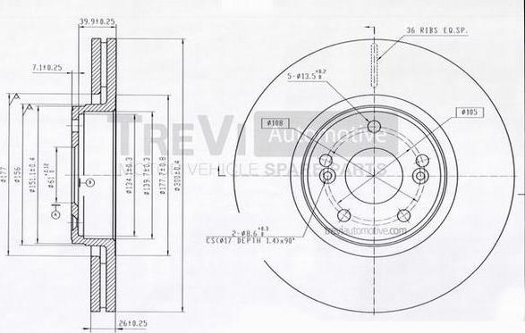 Trevi Automotive BD1163 - Тормозной диск abcparts.ee
