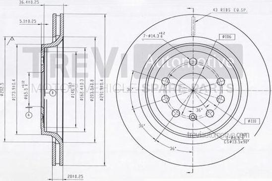 Trevi Automotive BD1187 - Тормозной диск abcparts.ee