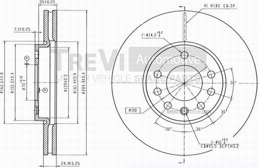 Trevi Automotive BD1171 - Тормозной диск abcparts.ee