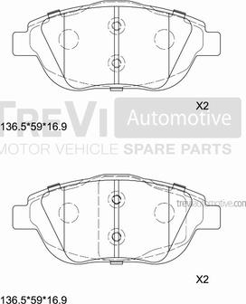 Trevi Automotive PF1447 - Тормозные колодки, дисковые, комплект abcparts.ee