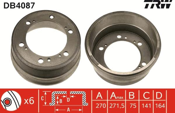 TRW DB4087 - Тормозной барабан abcparts.ee