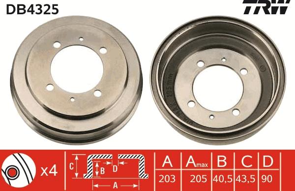 TRW DB4325 - Тормозной барабан abcparts.ee