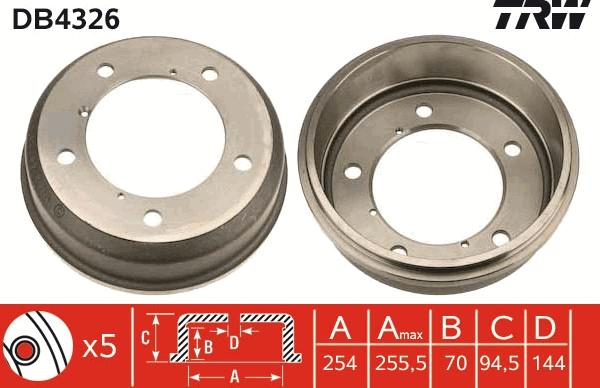 TRW DB4326 - Тормозной барабан abcparts.ee