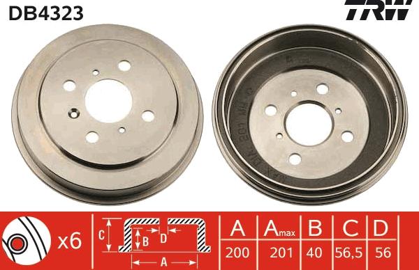 TRW DB4323 - Тормозной барабан abcparts.ee