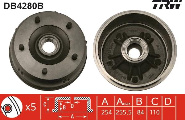 TRW DB4280B - Тормозной барабан abcparts.ee